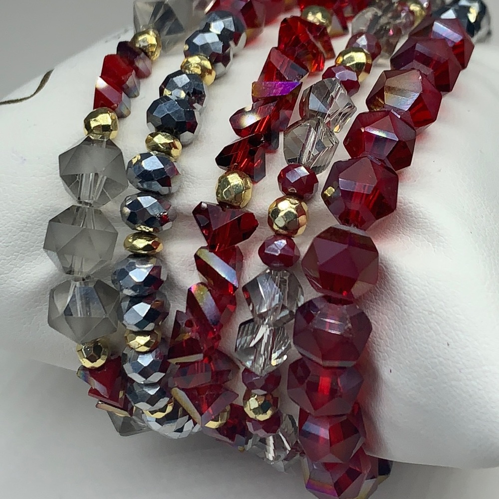 Euc Erimish Garnet Crush Stack 5 Stretch Bracelet… - image 5